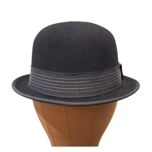 Goorin Bros Classic Black Wool Felt Bowler Hat Sz S (6-7/8) - Made In USA - Picture 1 of 8